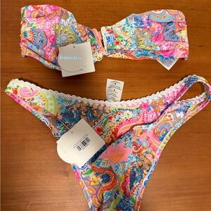 Kulani Kinis Multicolor Paisley Bandeau Bikini